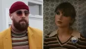Travis Kelce's Travel Suit and Striped Shirt Looks Suspiciously Similar to One of Taylor Swift's 'Anti-Hero' Looks